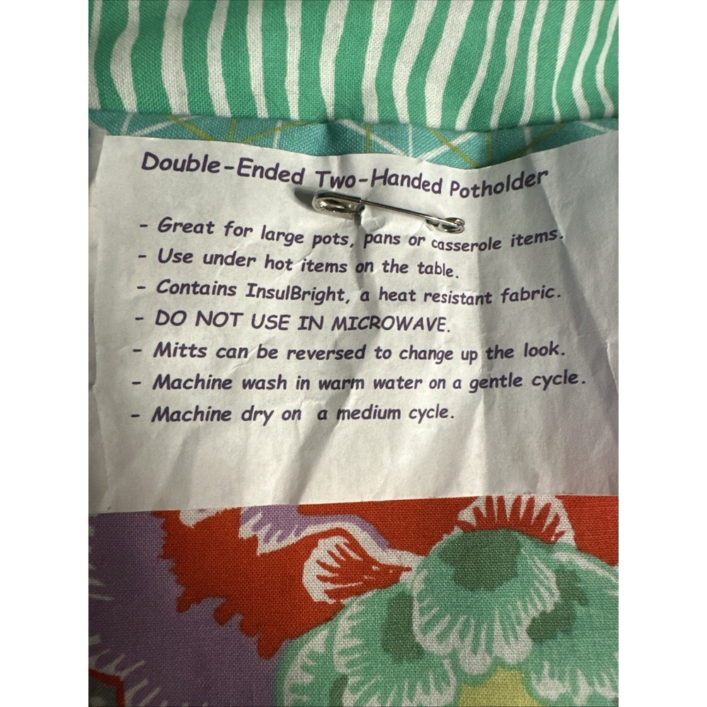 DOUBLE OVEN MIT POT HOLDER Pastel COLORS EXTRA LONG 35' Handmade - Picture 2 of 5